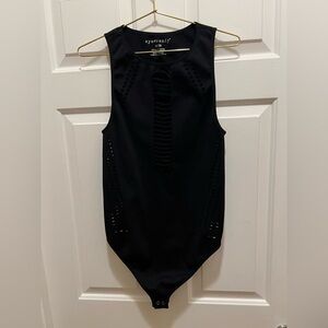 eye candy Black Fitted One-Piece Bodysuit with decorative cutouts | 2X/3X